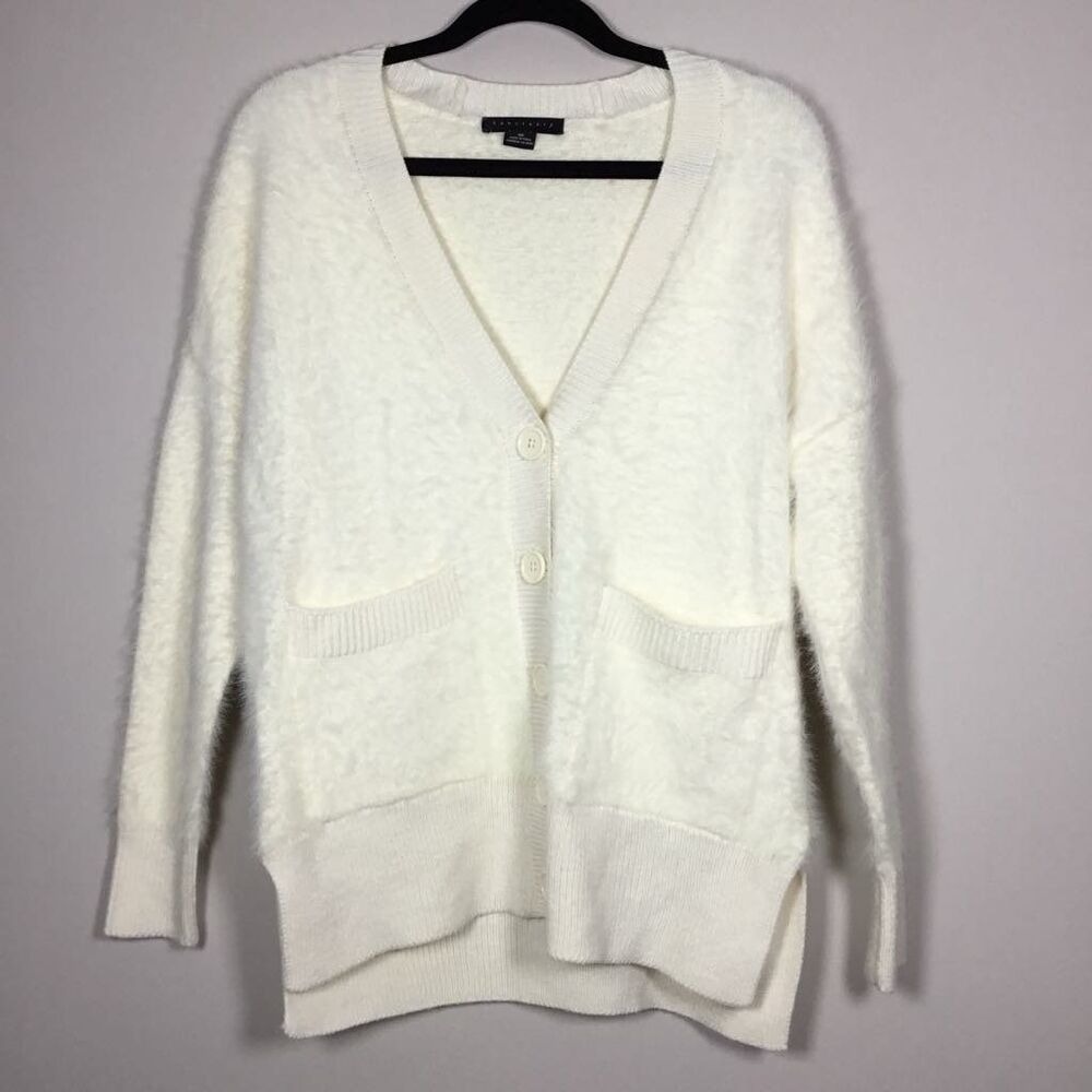 Sanctuary by Nordstrom White Cardigan XS Oversize Fluffy‎ Minimalist Clean Girl